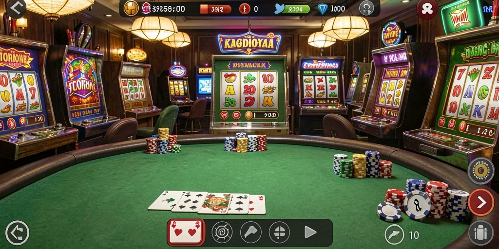 Pemandangan latar belakang yang memukau dalam game.